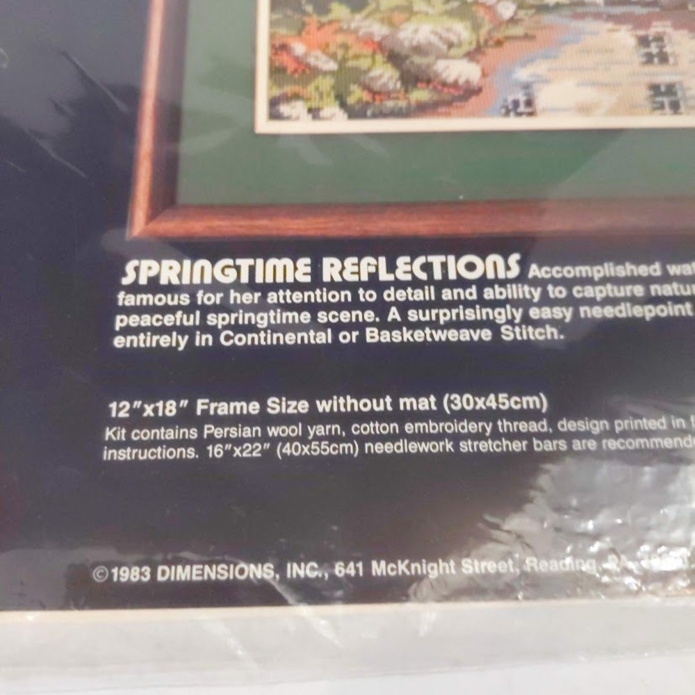 Vintage 1983 Dimensions Needlepoint Kit Springtime Reflections Almost Completed - Picture 3 of 11